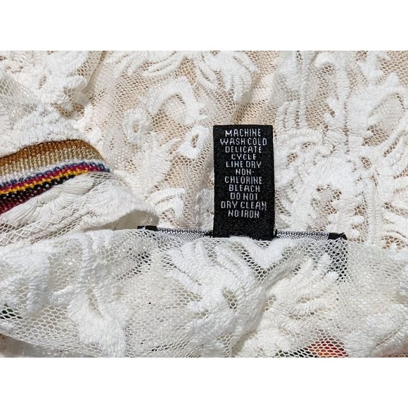 Gretty Zueger Tunic womens Sz S White Bohemian Southwest Lace Sheer colorful - Picture 6 of 9